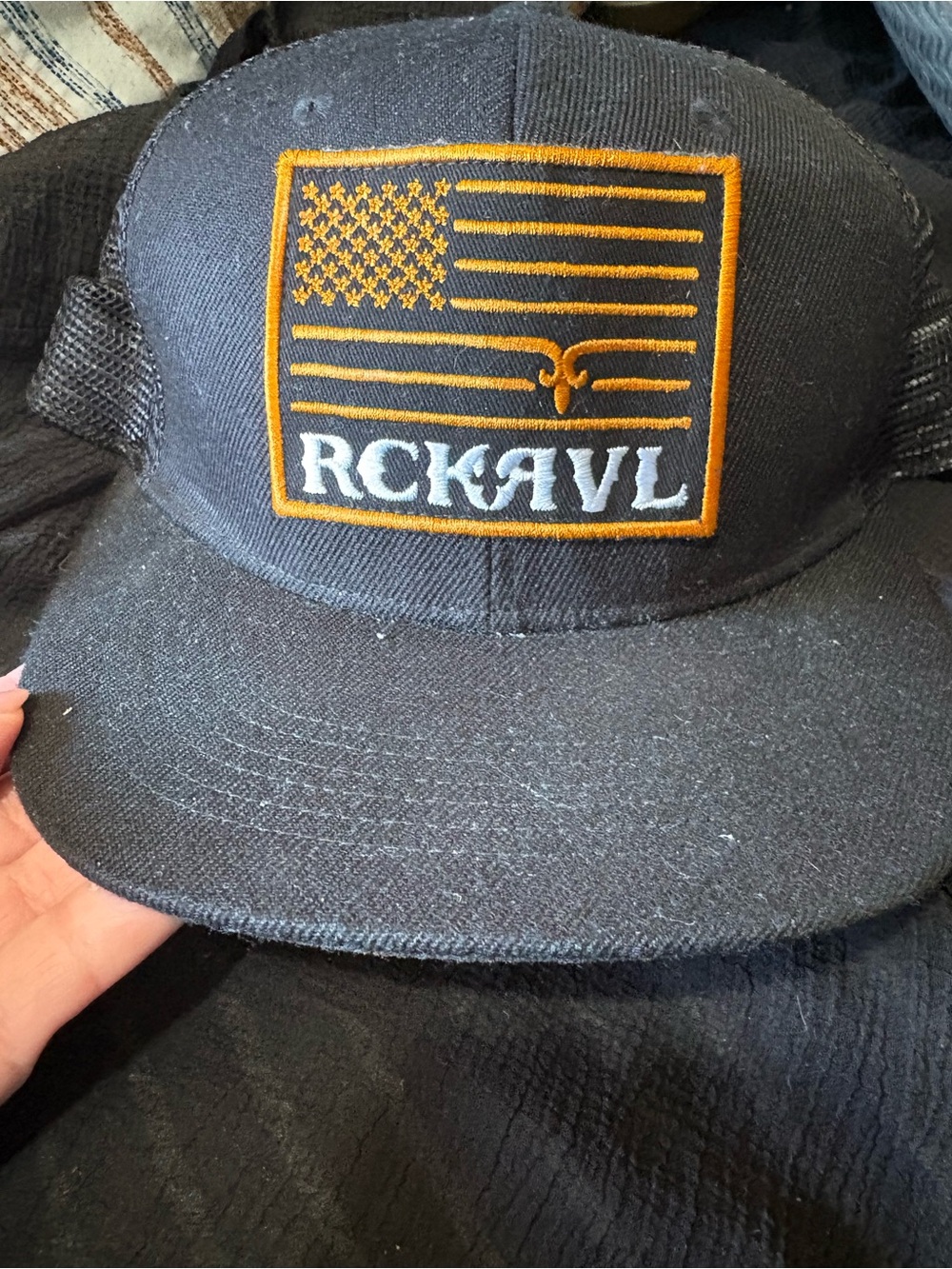 Rock Revival Black Hat with Gold Patch